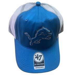 Detroit Lions ’47 Brand Trucker NFL Football Hat Adjustable Blue/White Mesh